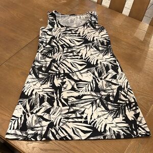Sears Monochrome Leaf Pattern Mini Dress